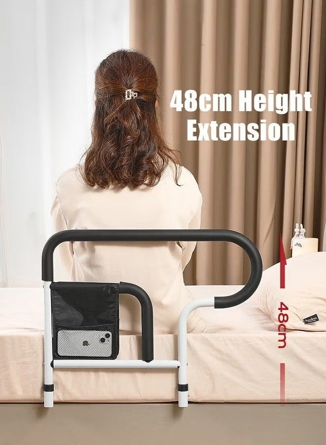 شو وو حاجز أمان للسرير، قضيب دعم جانبي للسرير للكبار وكبار السن وذوي الاحتياجات الخاصة، قابل للتعديل لمنع السقوط، مقبض أمان طويل، حاجز جانبي للسرير، عصا مساعدة. - Image 4